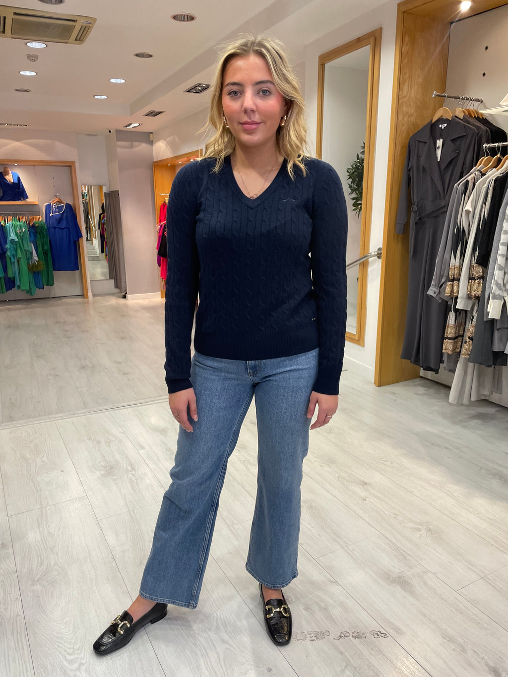 Hv Polo Celia Navy V-Neck Knit