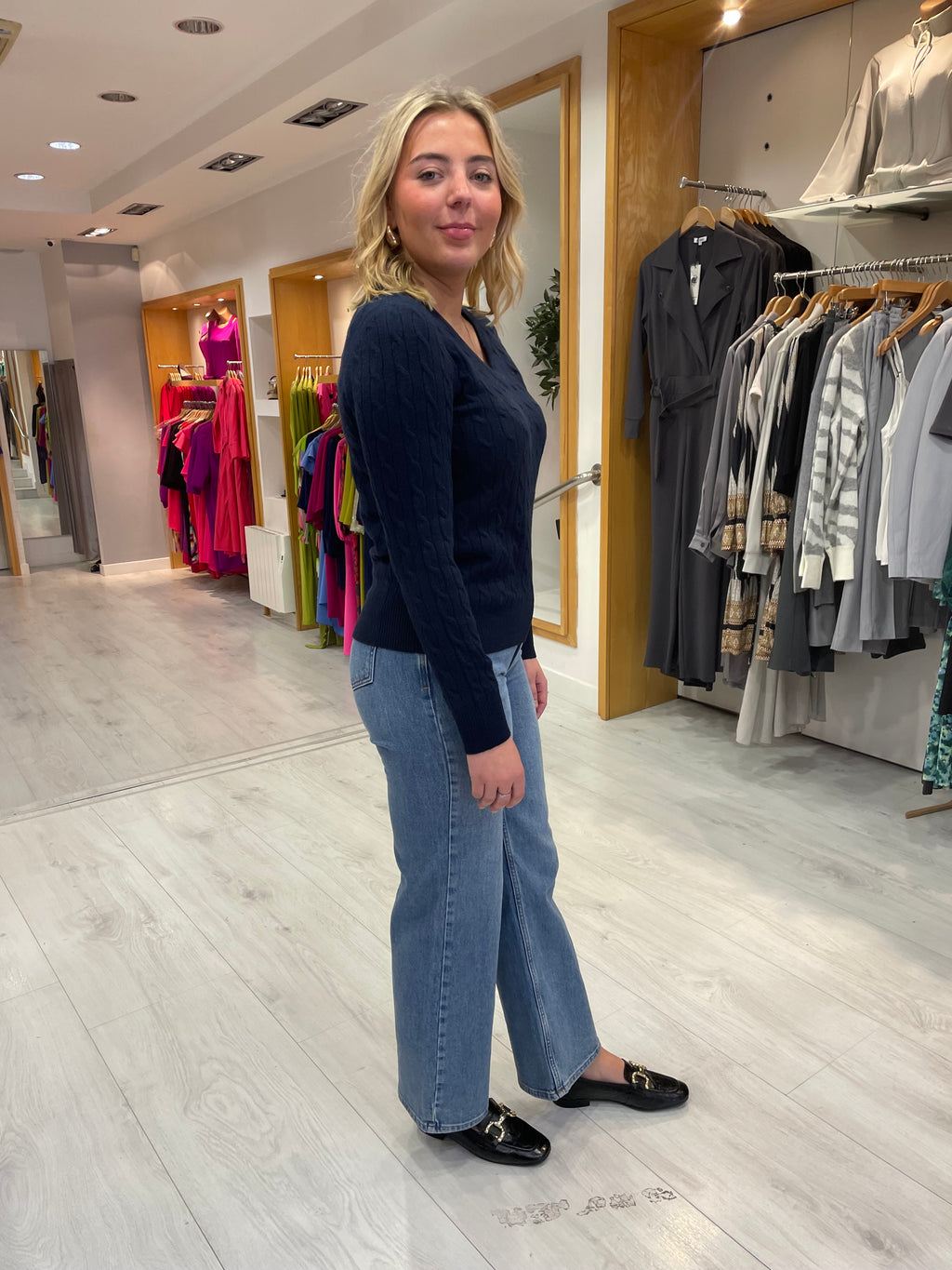 Hv Polo Celia Navy V-Neck Knit