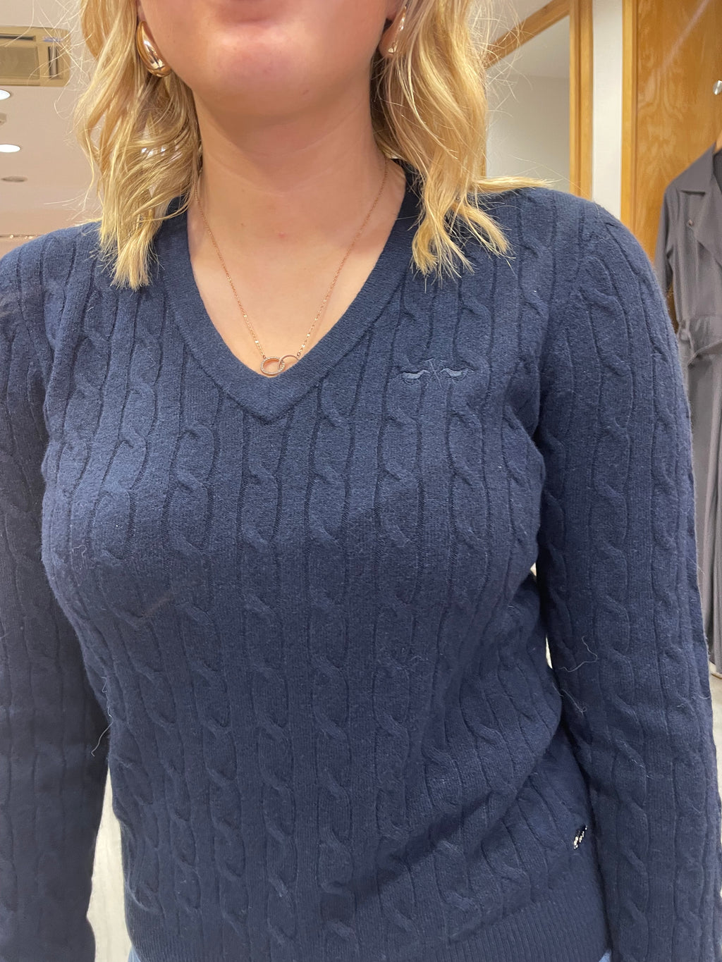 Hv Polo Celia Navy V-Neck Knit