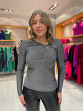 Soaked Silver Shimmer Twist Detail Top