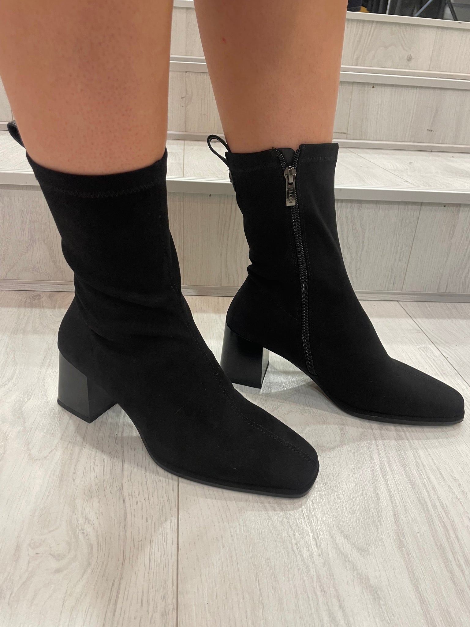 Lodi Black Heel Sock Boot – Ruby Nu Boutique - Main Image
