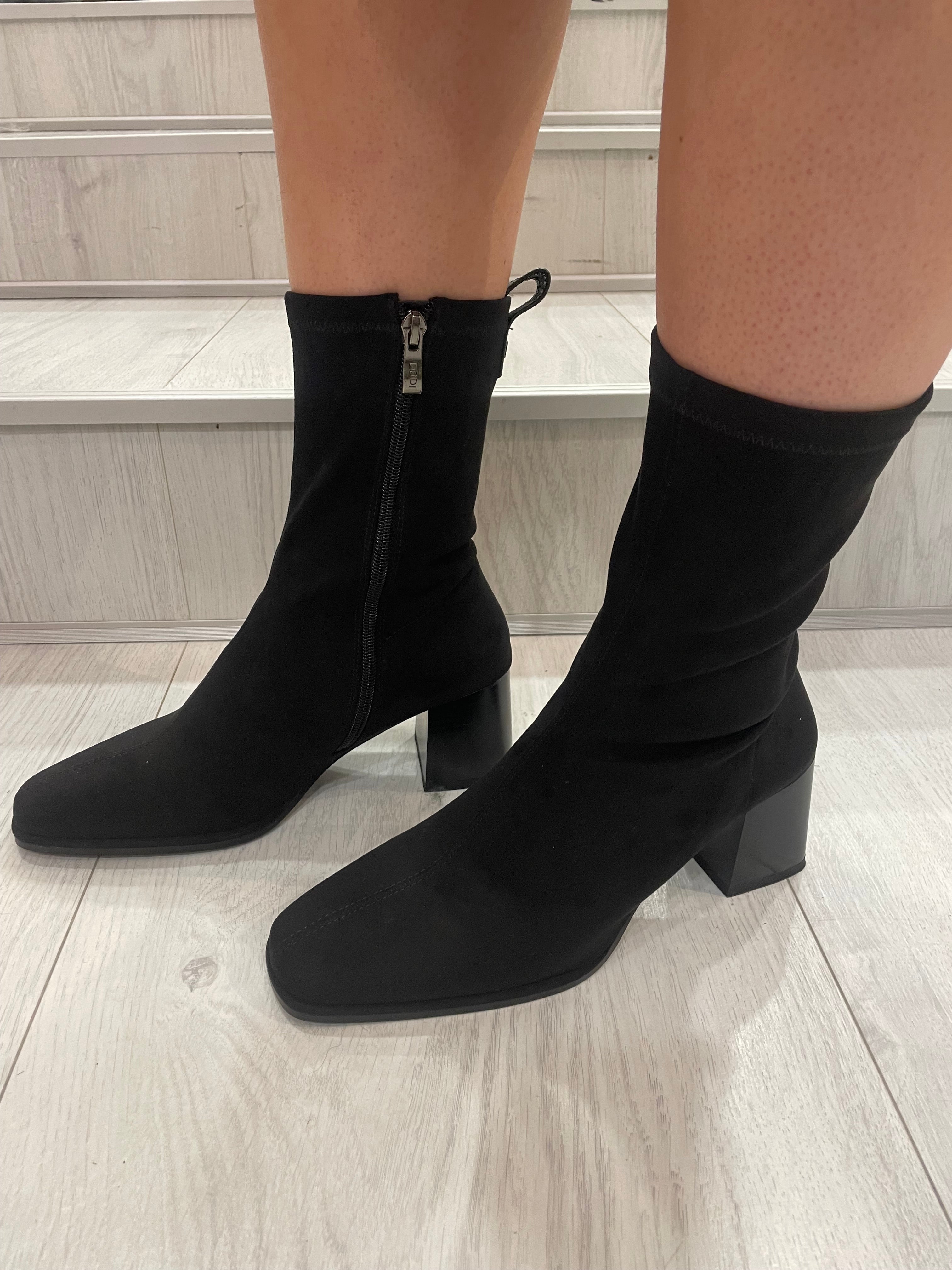 Lodi Black Heel Sock Boot