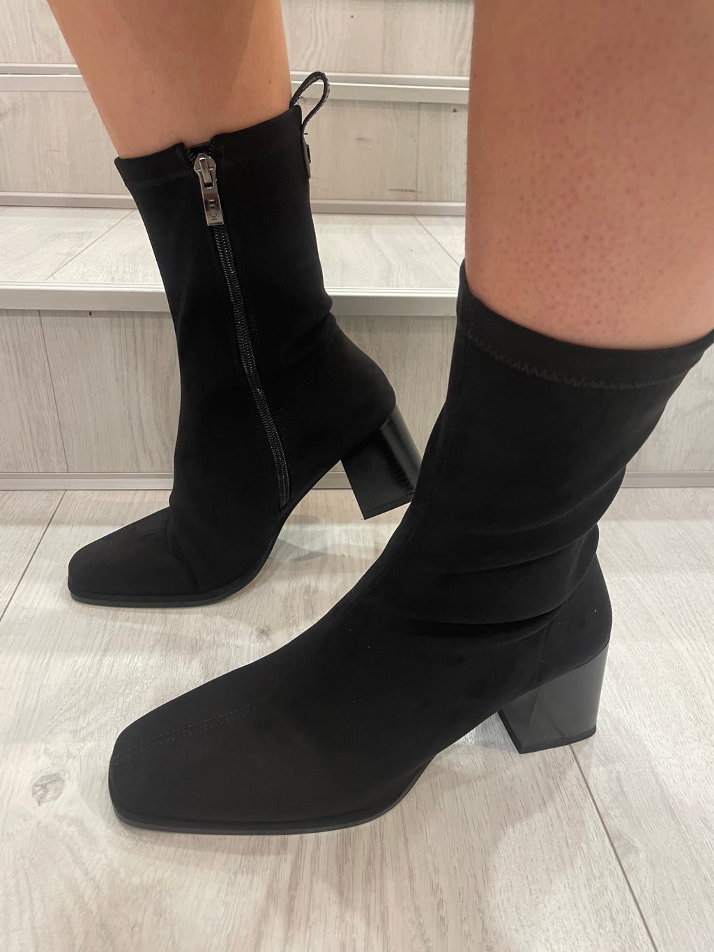 Lodi Black Heel Sock Boot