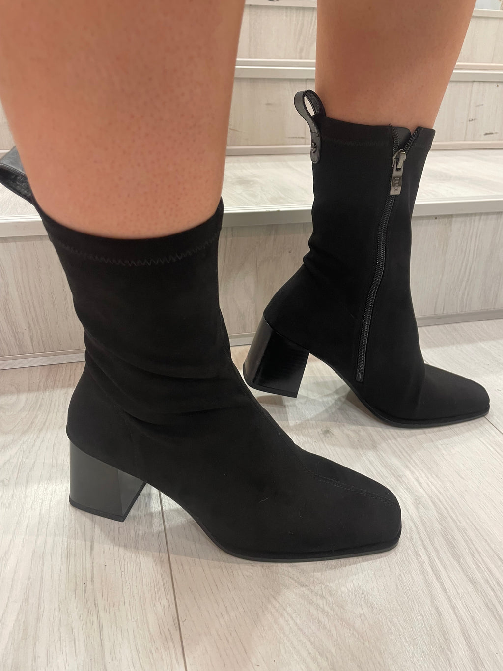 Lodi Black Heel Sock Boot