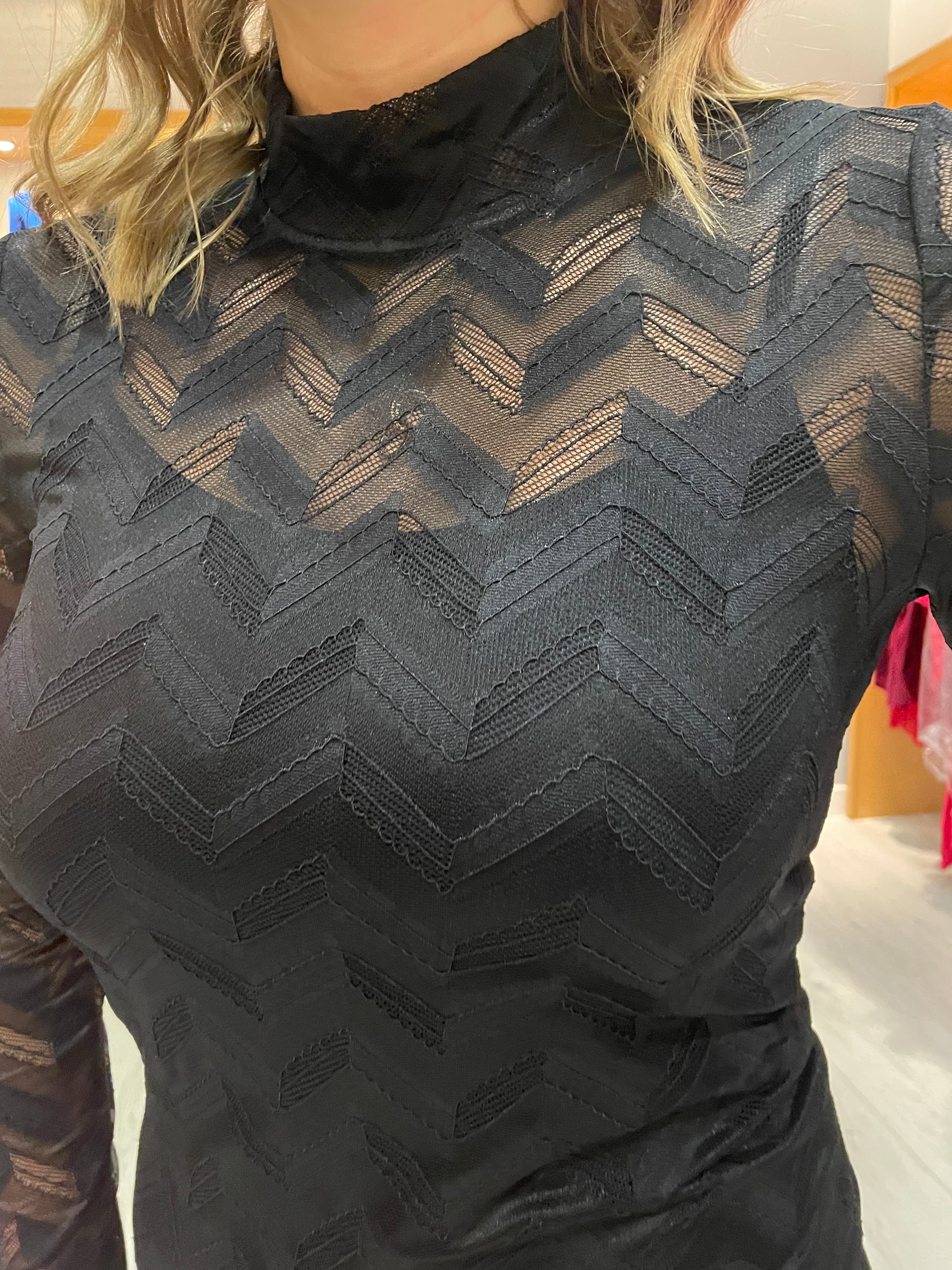 Numph Black Lace Fitted Dress