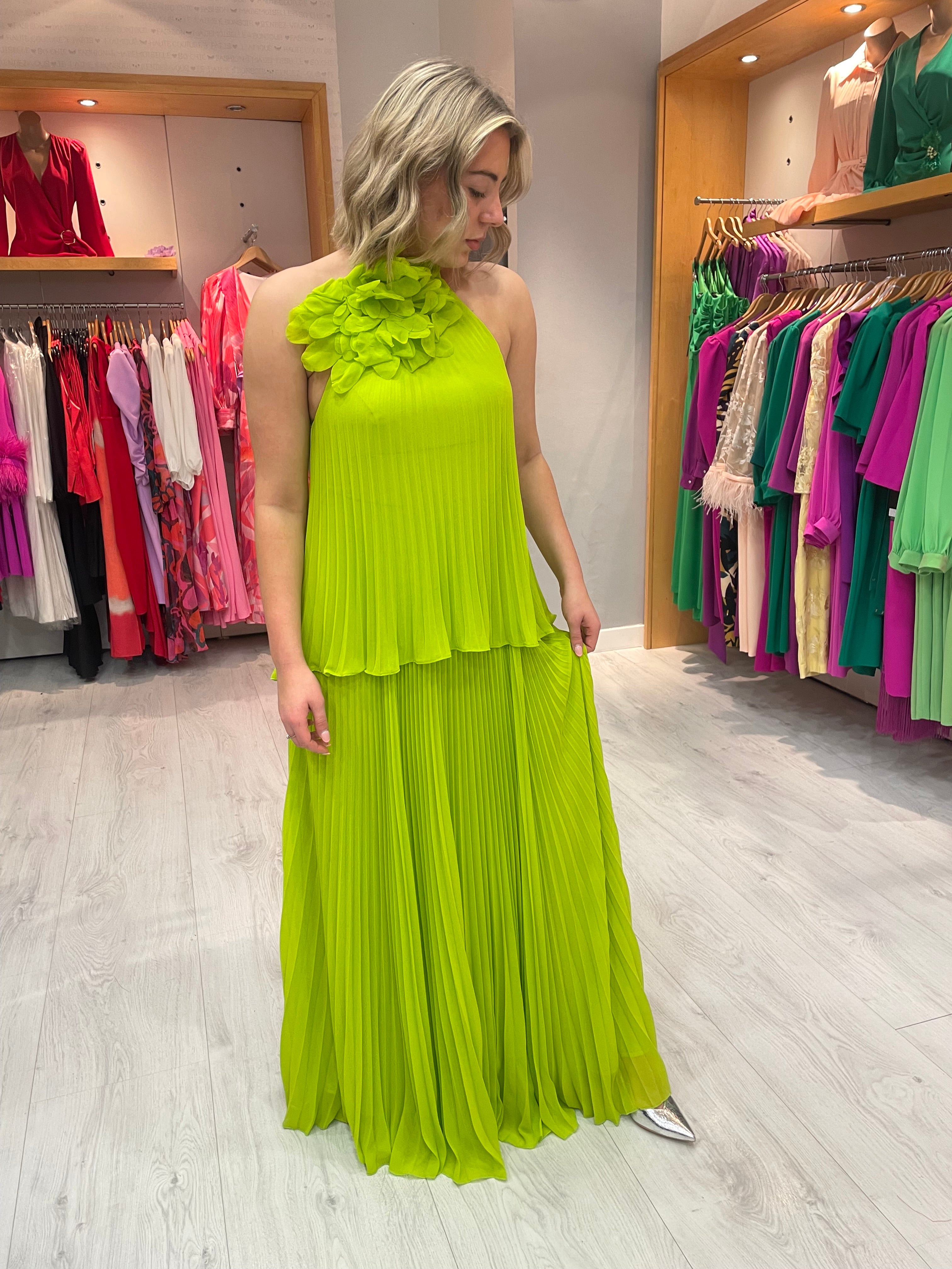 Carla Ruiz Lime Halter Dress