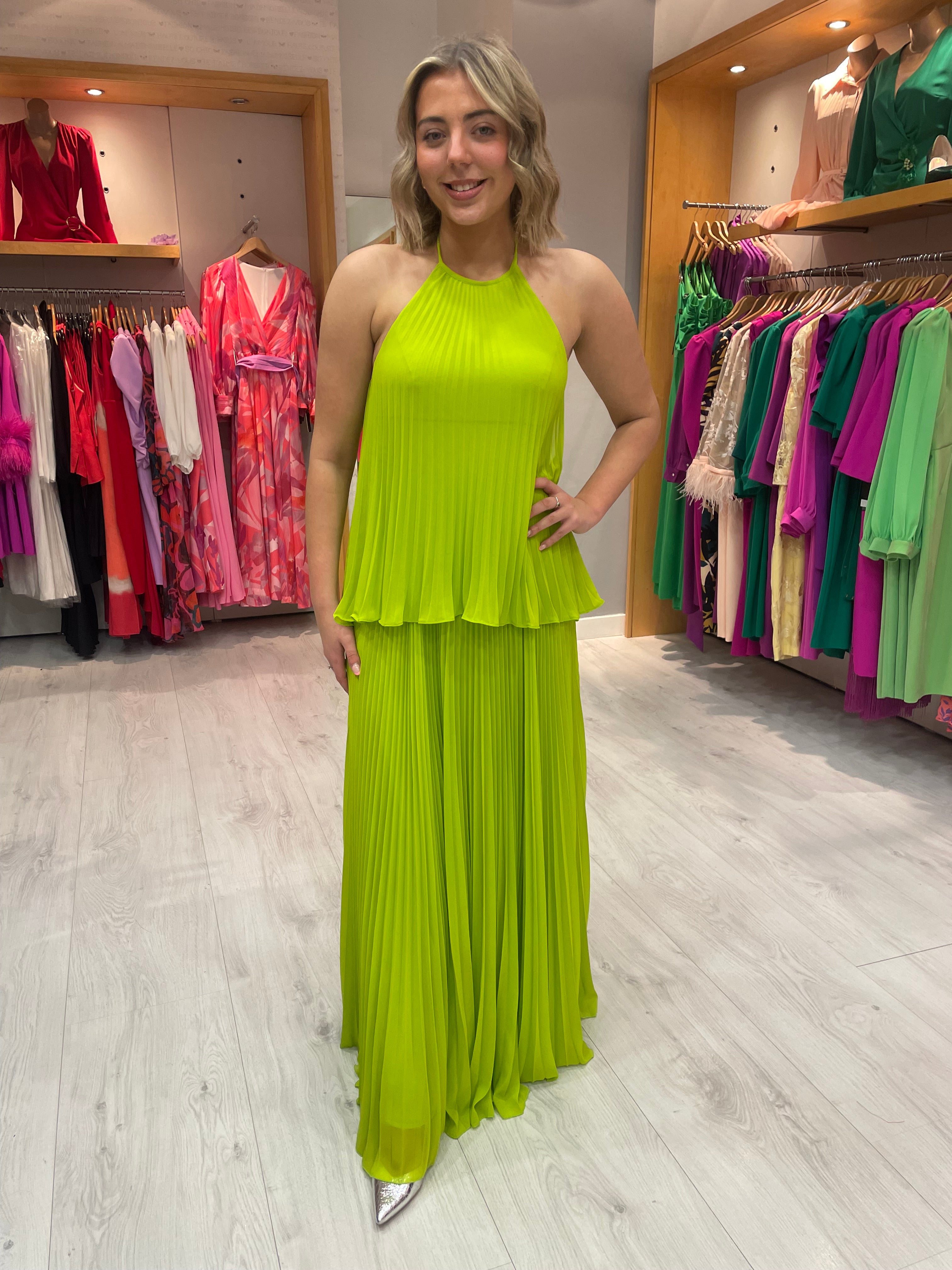Carla Ruiz Lime Halter Dress
