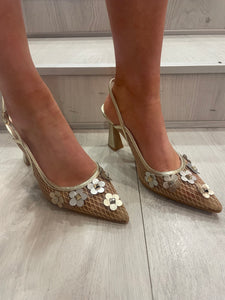 Lodi Gold Flower Detail Slingback