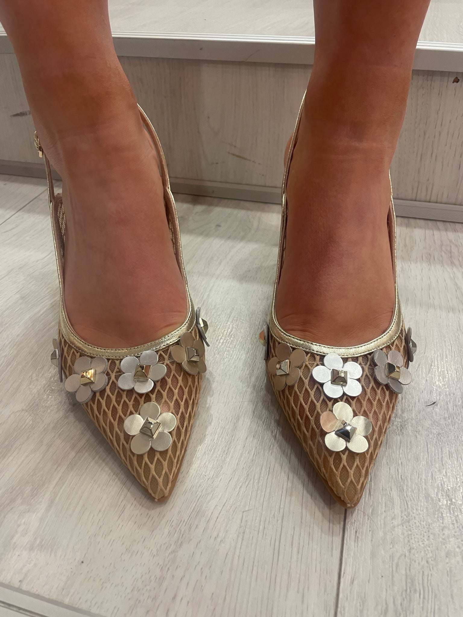 Lodi Gold Flower Detail Slingback