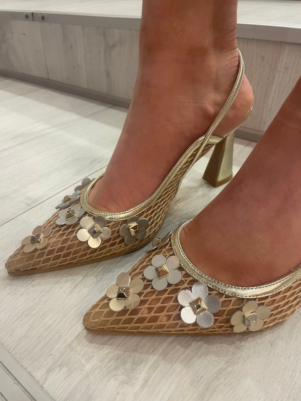 Lodi Gold Flower Detail Slingback