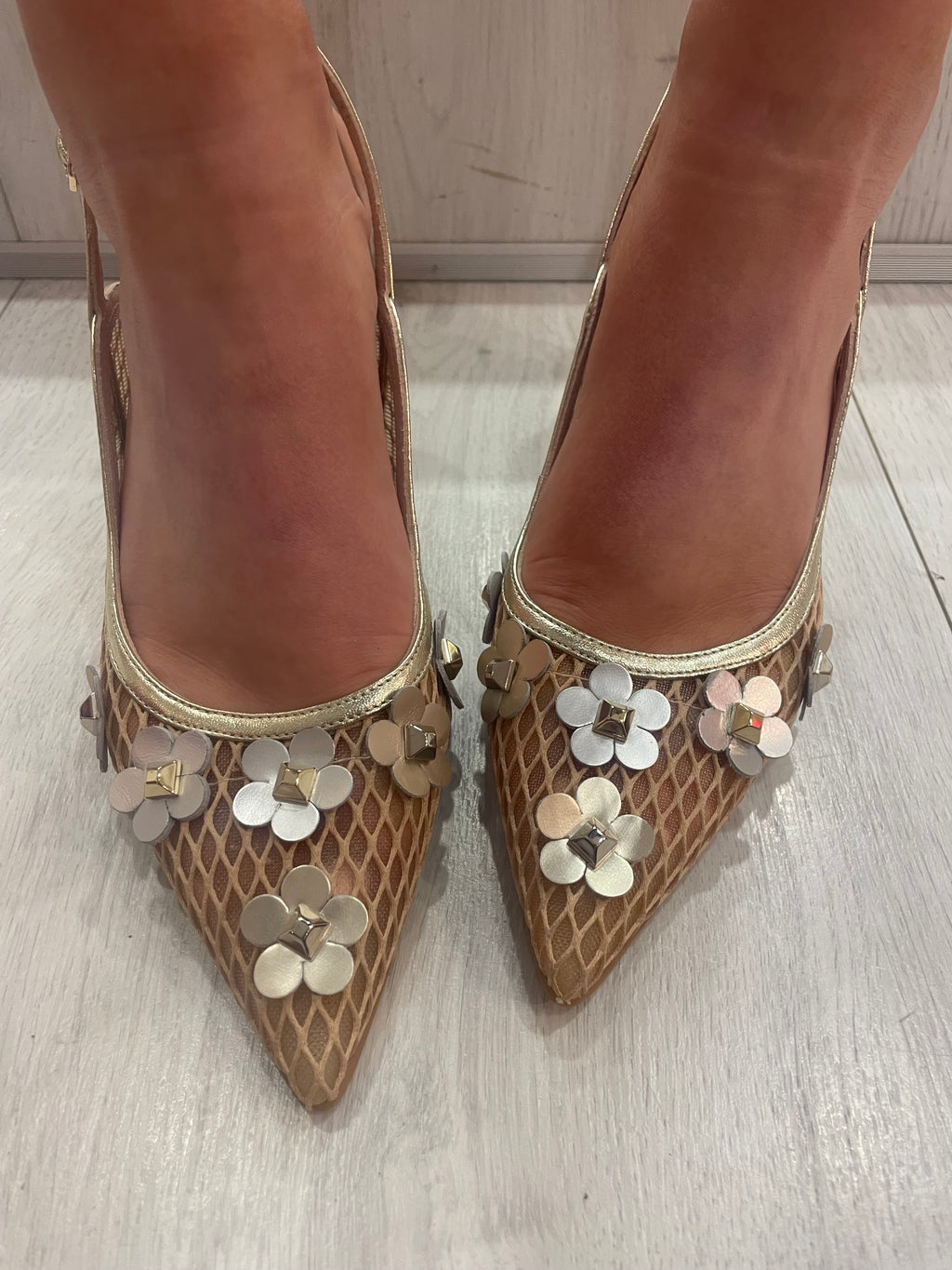 Lodi Gold Flower Detail Slingback