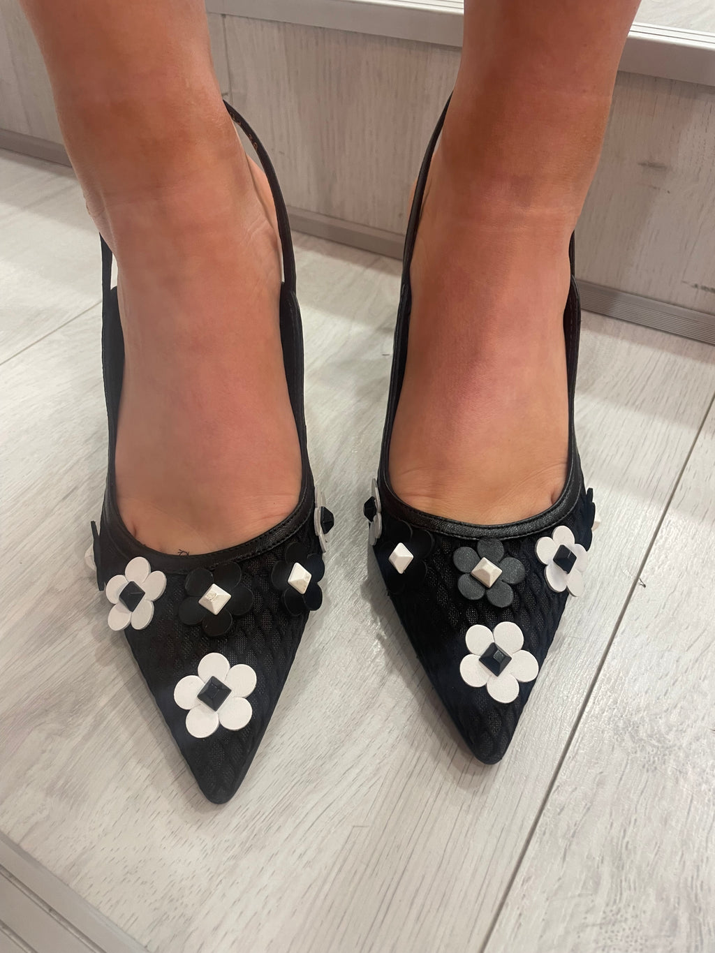 Lodi Black Flower Detail Slingback