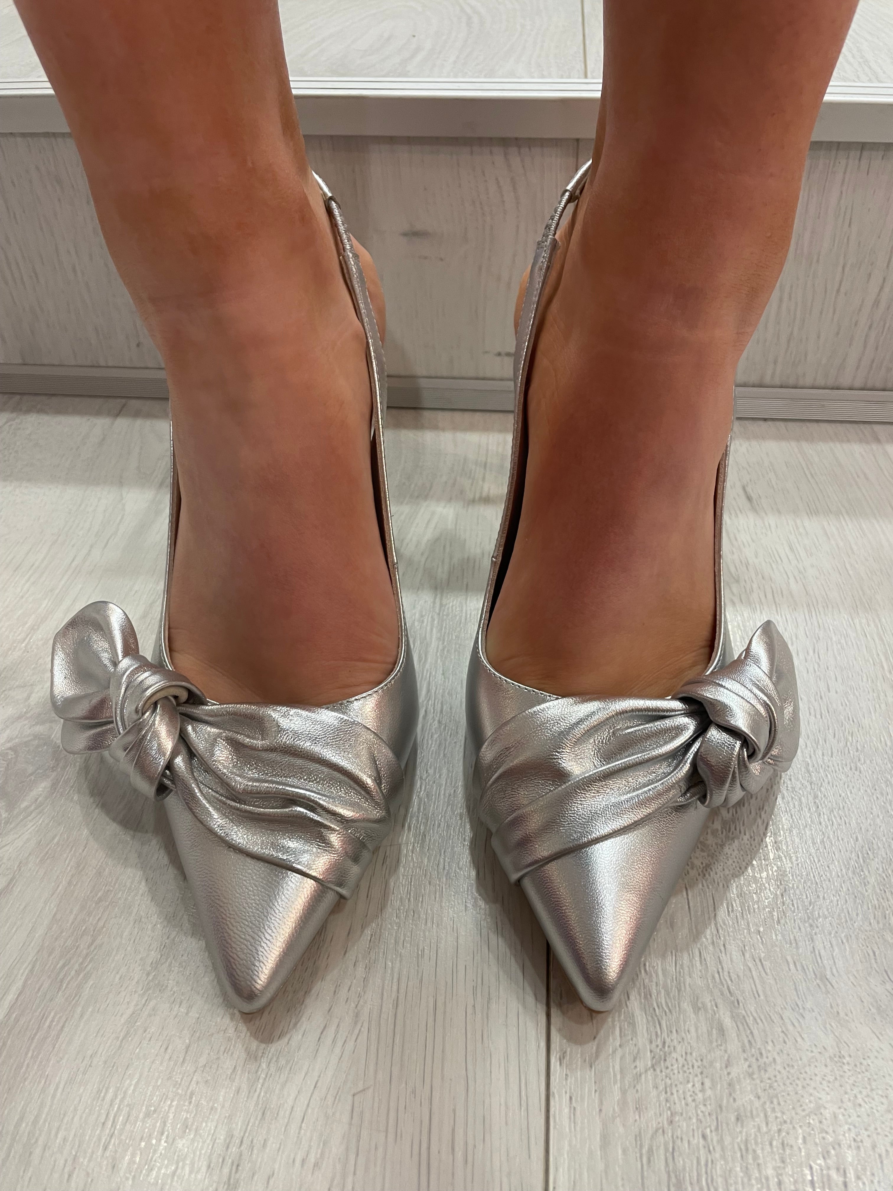 Lodi Silver Bow Sling Back Heel