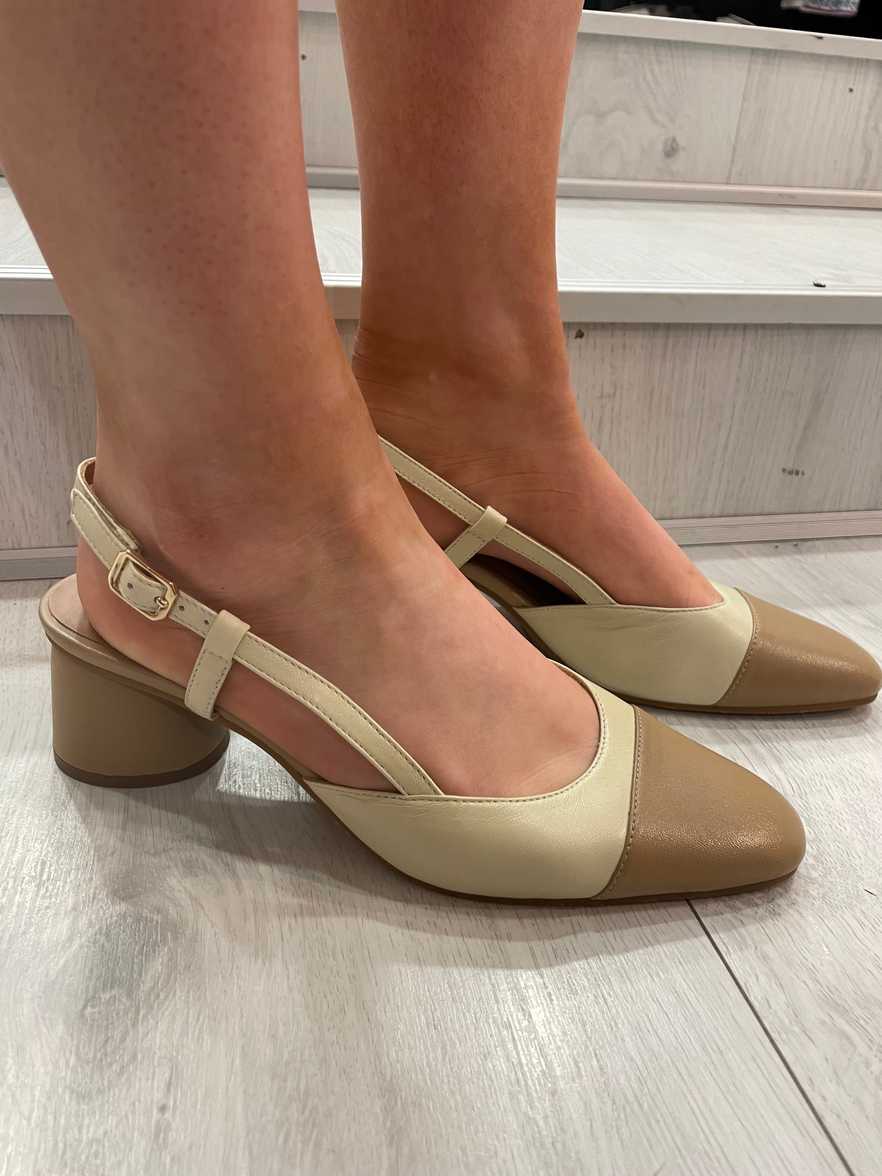Lodi Beige and White Pump