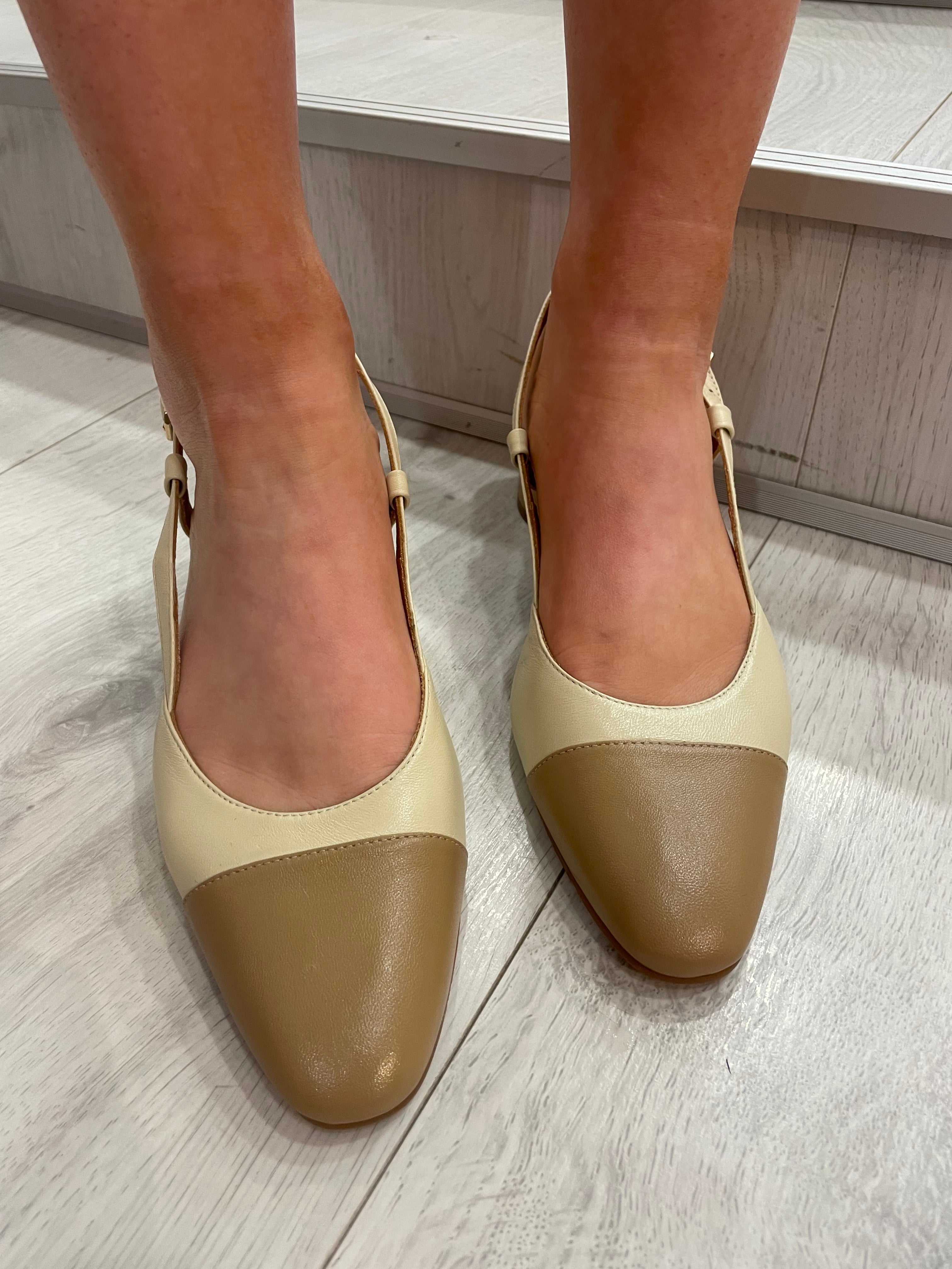 Lodi Beige and White Pump