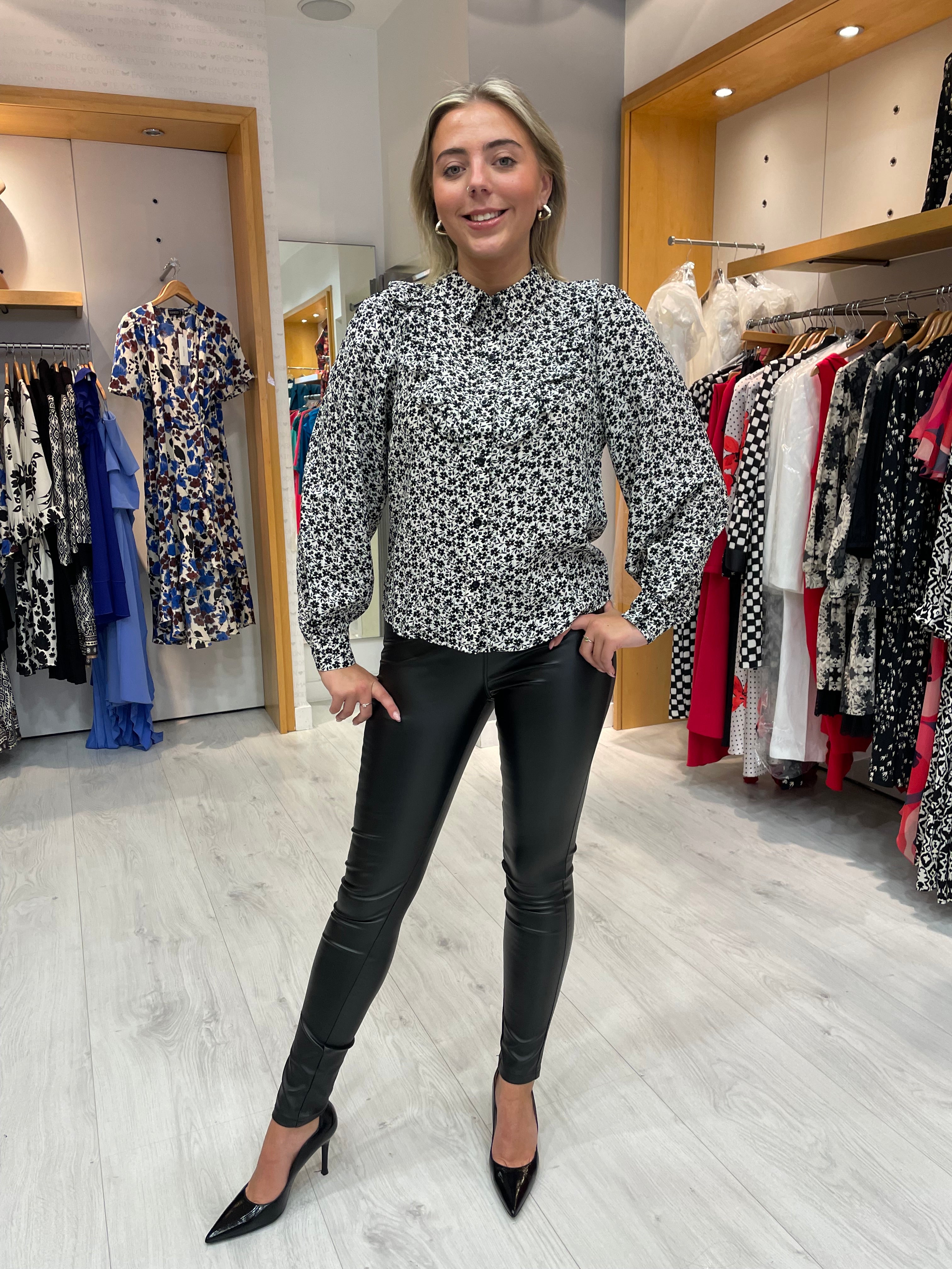 Kaffe Black Leather Look Leggings