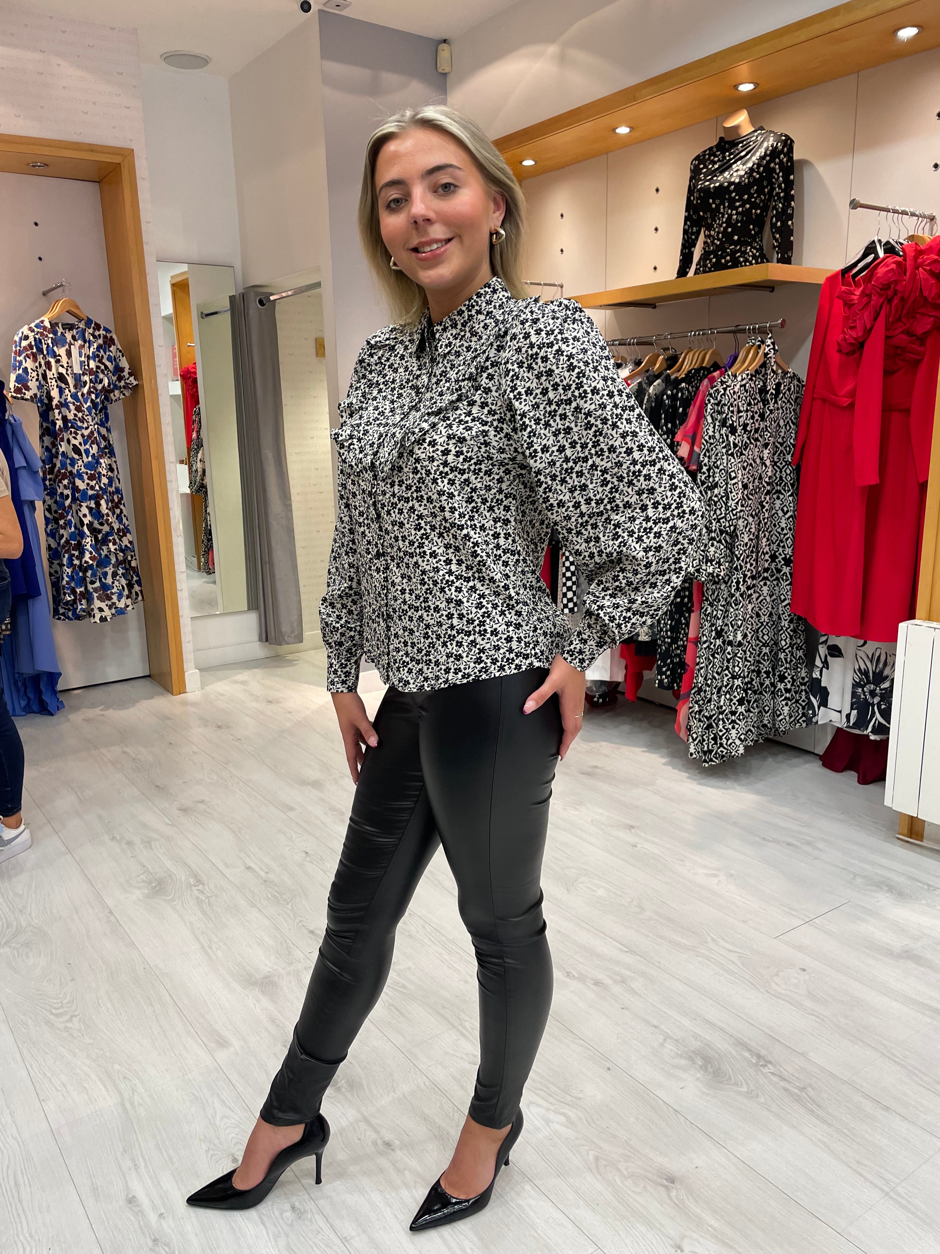 Kaffe Black Leather Look Leggings
