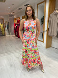 K Design Pink Button Maxi Dress