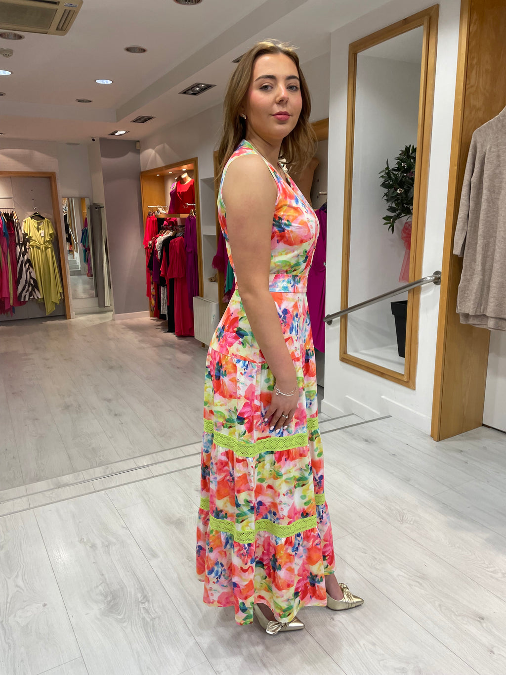 K Design Pink Button Maxi Dress