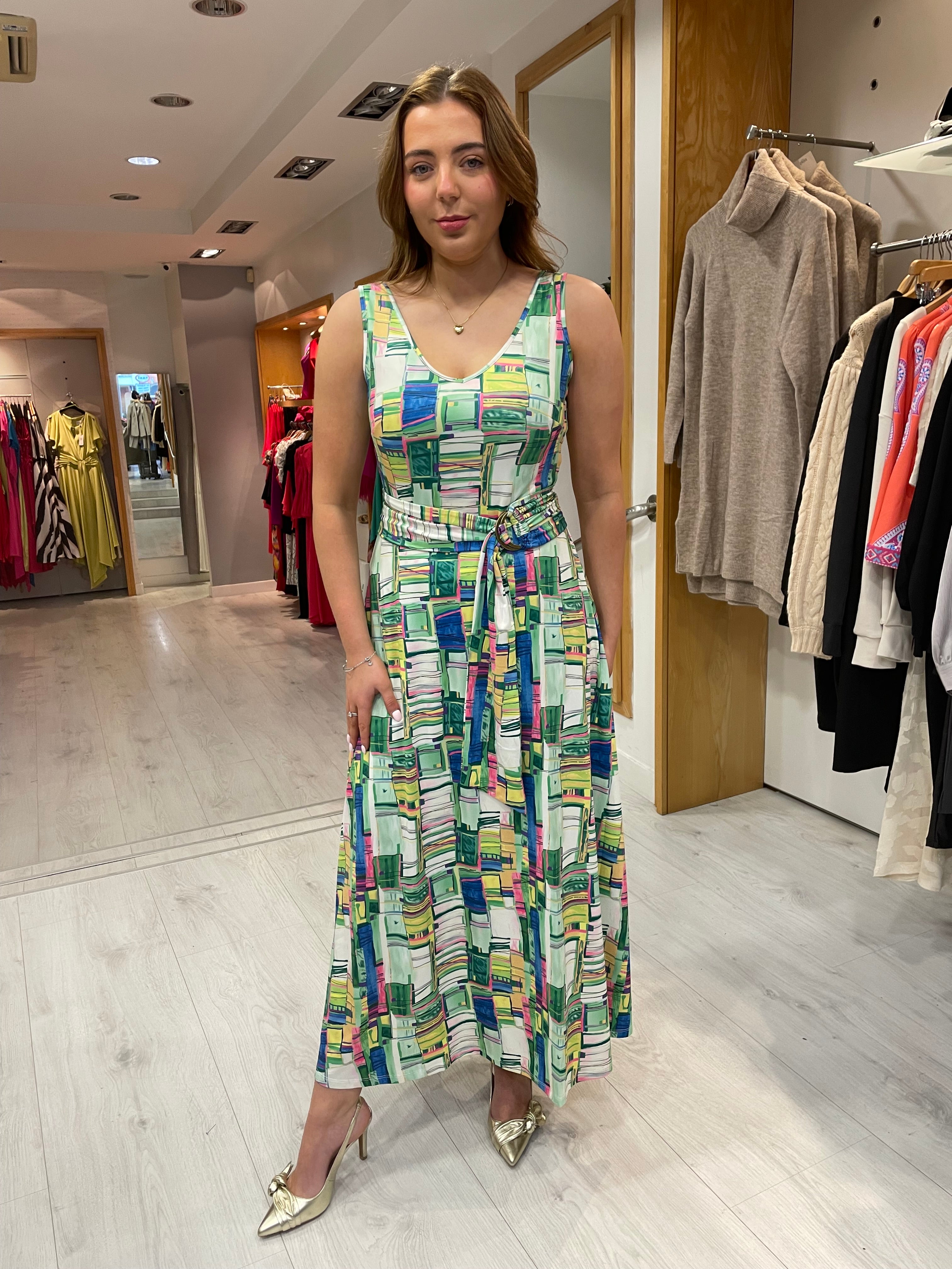 K Design Multi Maxi Belt Dress