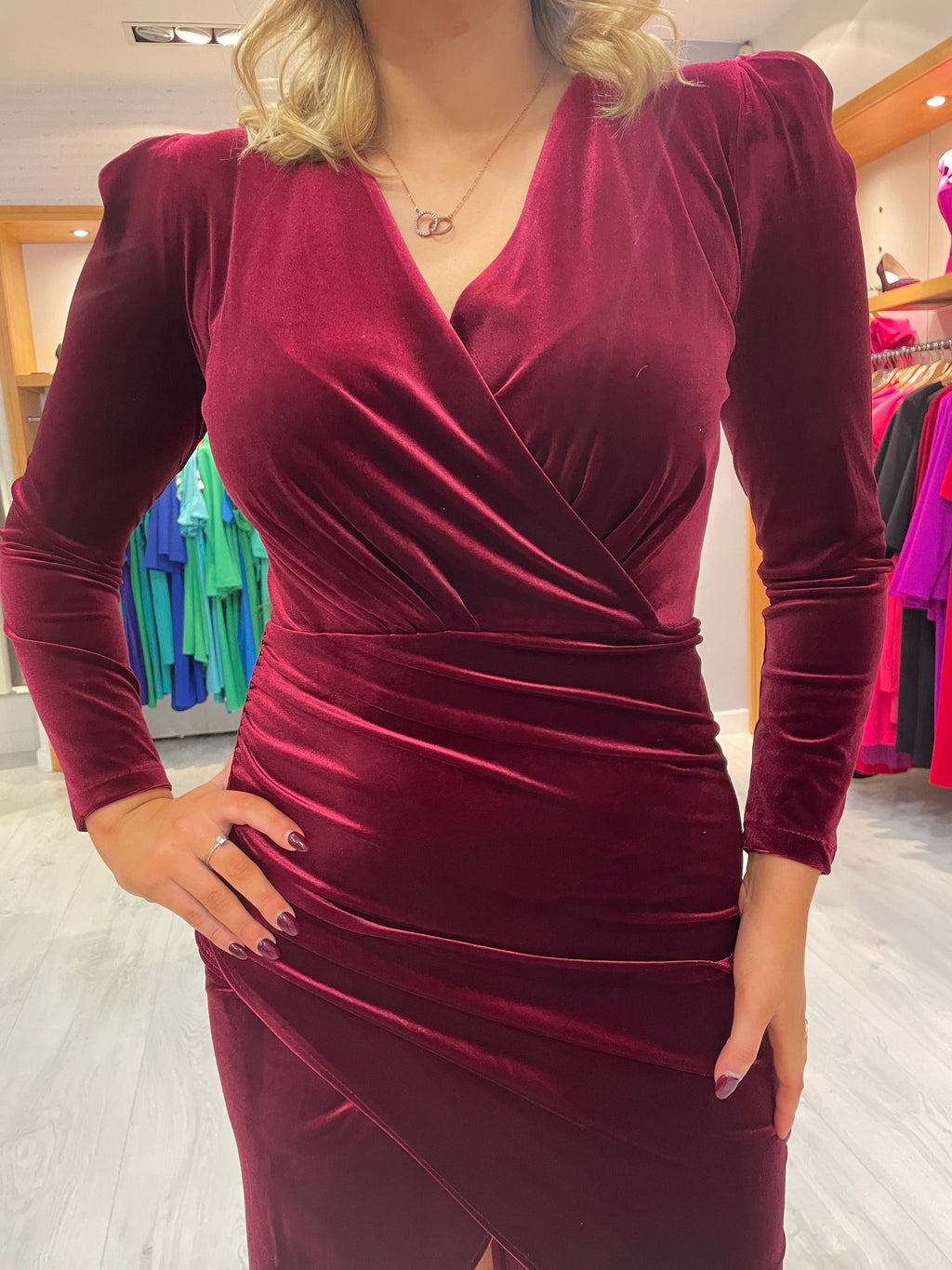 ICar & Candela Burgundy Velet Dress