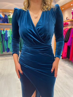 ICar & Candela Teal Velvet Dress