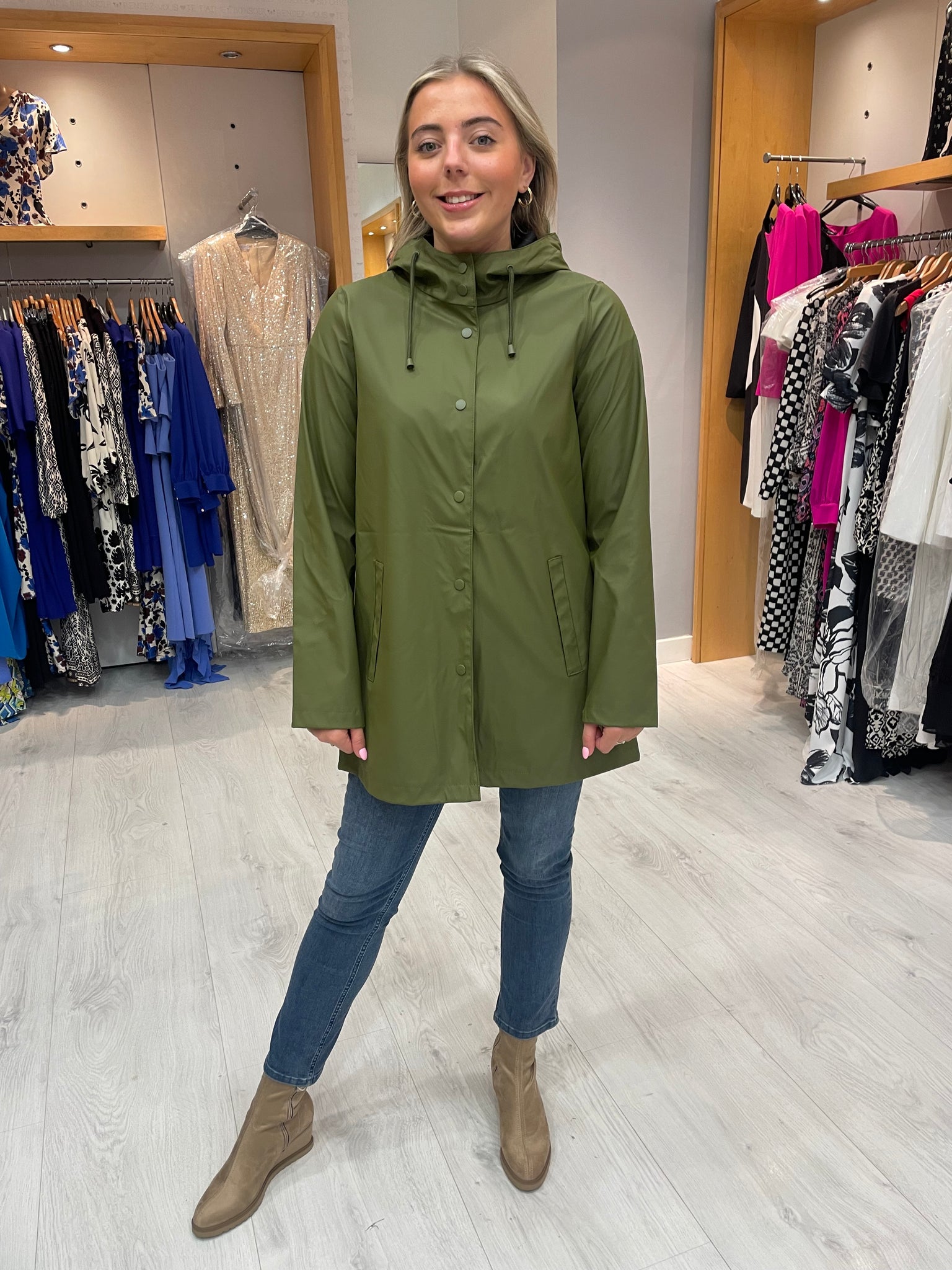 Noisy May Droplets Khaki Raincoat