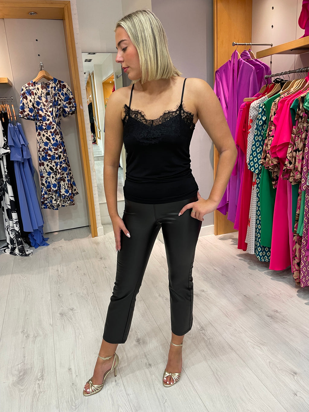 Kaffe Cropped Leather Trousers