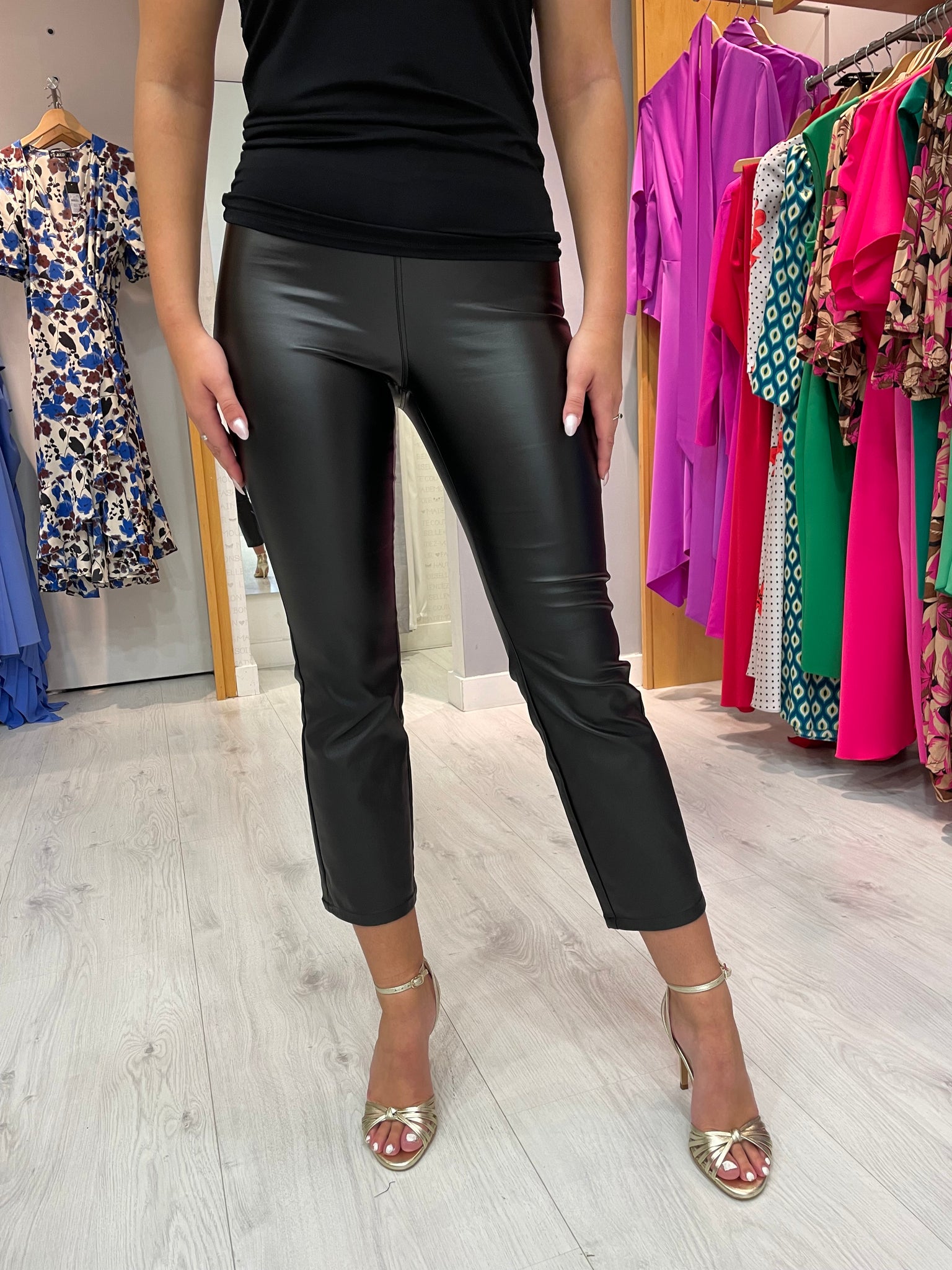 Kaffe Cropped Leather Trousers