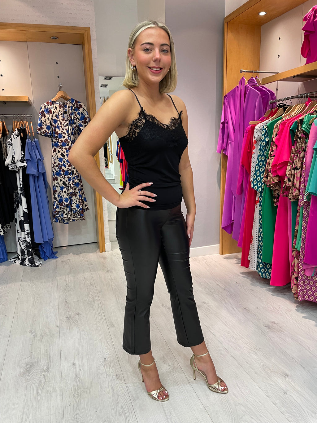 Kaffe Cropped Leather Trousers