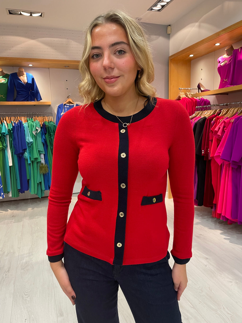 Arggido Red and Navy Knit Sweater