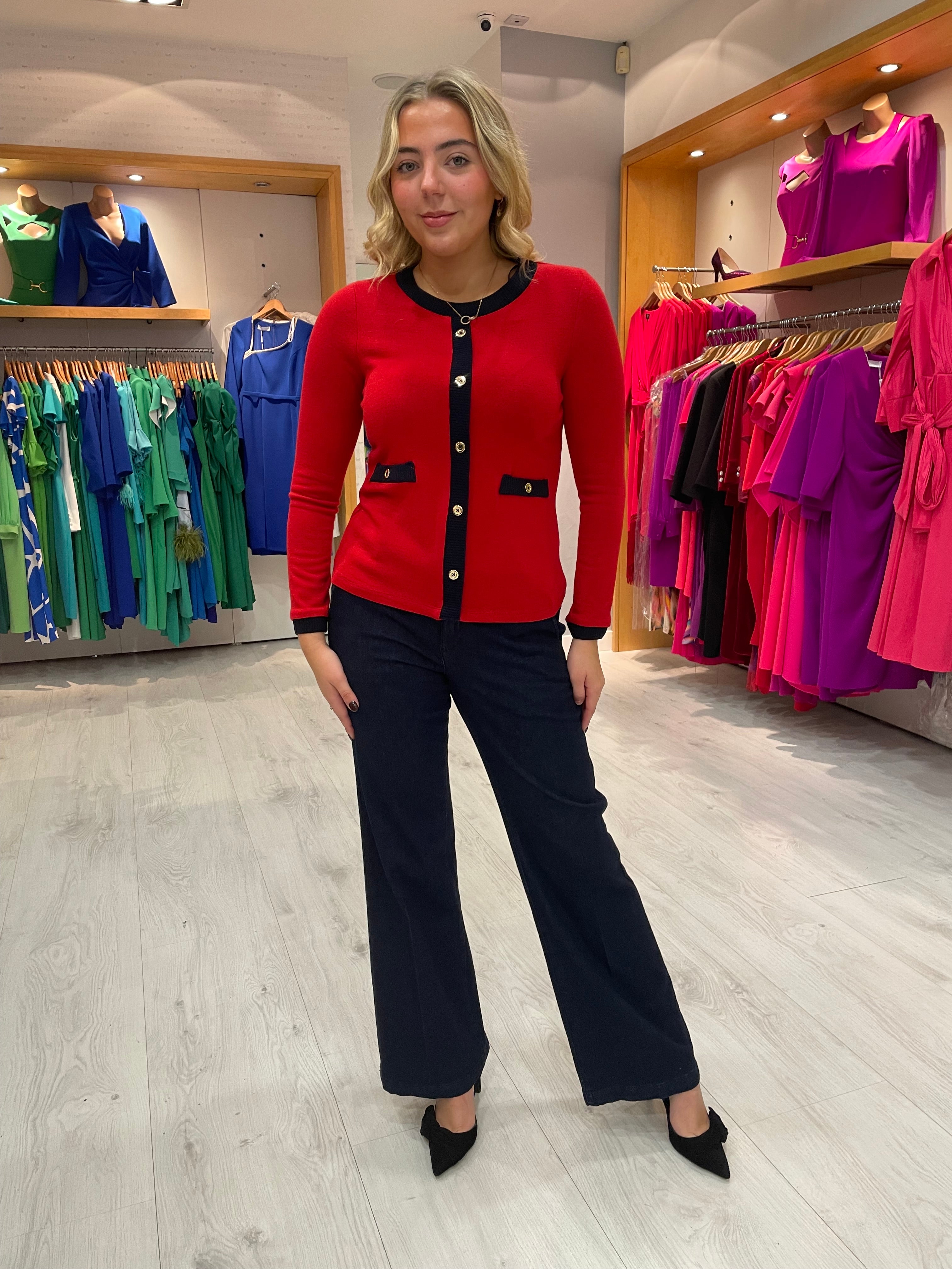 Arggido Red and Navy Knit Sweater