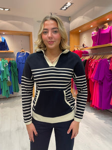 Arggido Navy Stripe Knit With Hood