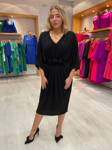 Nissa Black Kaftan Glitter Dress