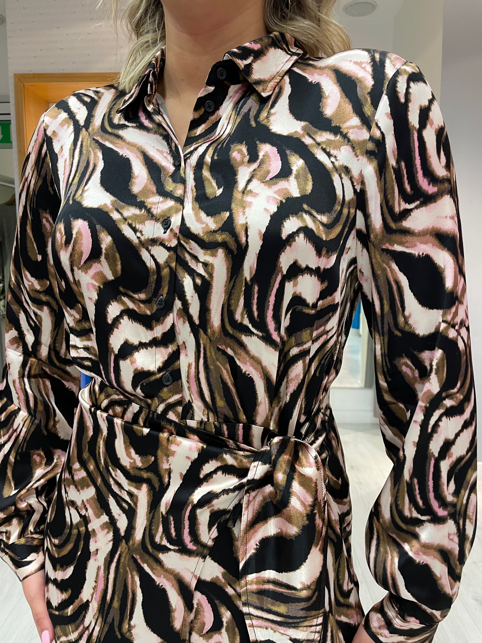 Soaked In Luxury Fudge Swirl Shirt Dress