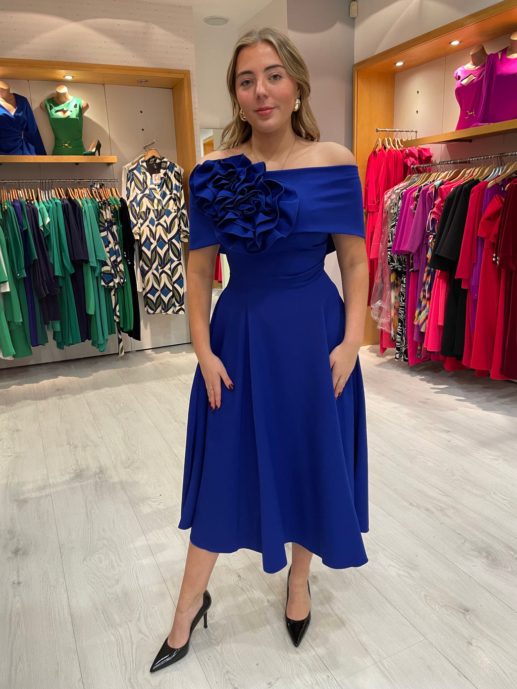 Kevan Jon Blue Kyoto Flare Dress