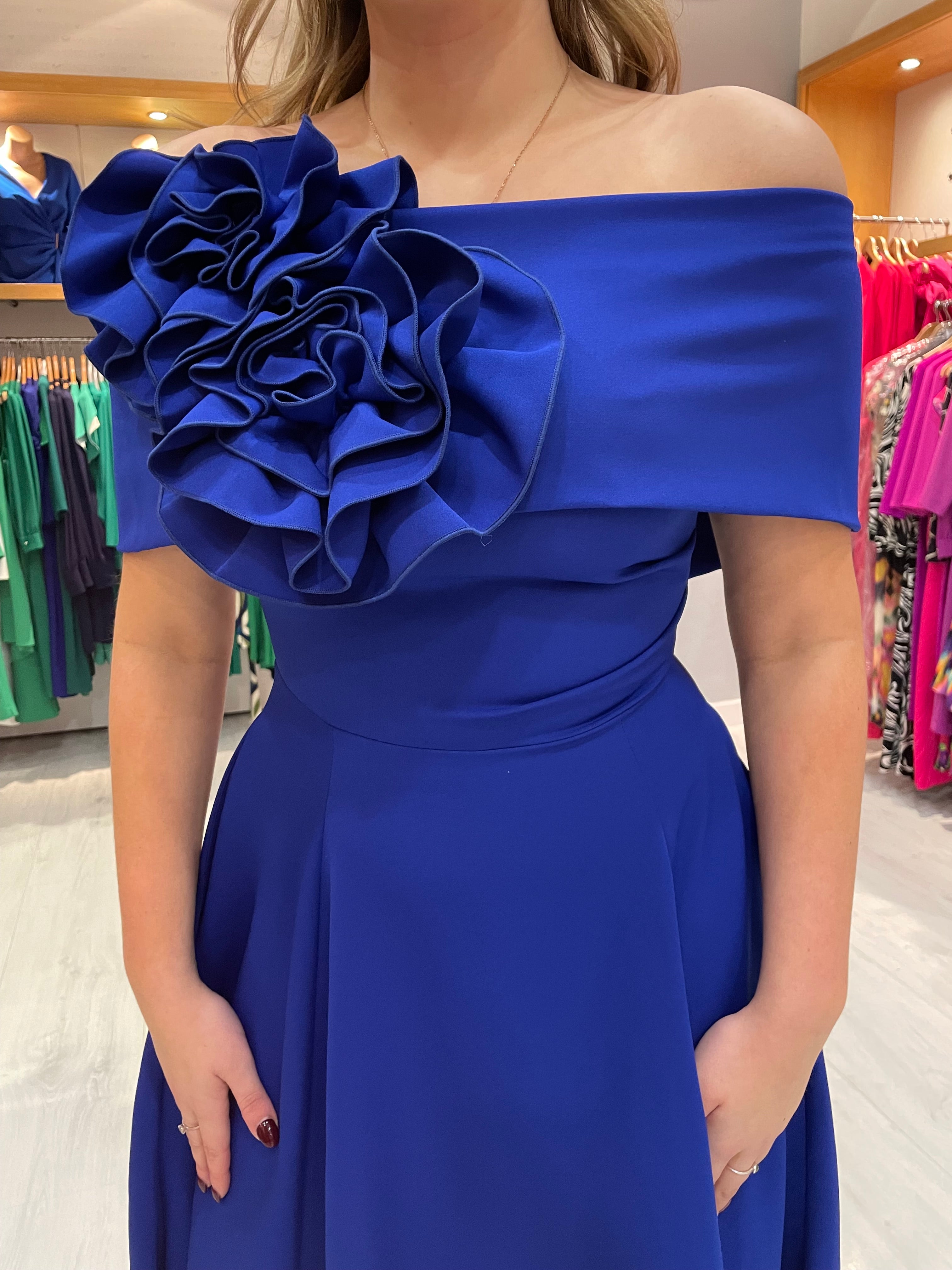 Kevan Jon Blue Kyoto Flare Dress