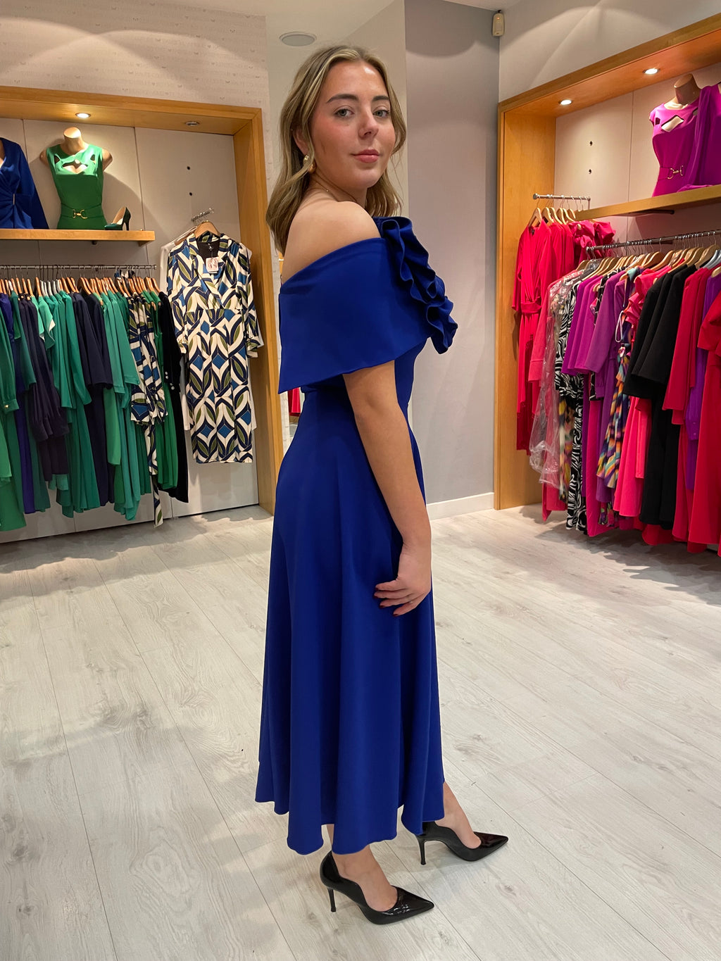 Kevan Jon Blue Kyoto Flare Dress