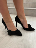 Lodi Black Suede Bow Heel