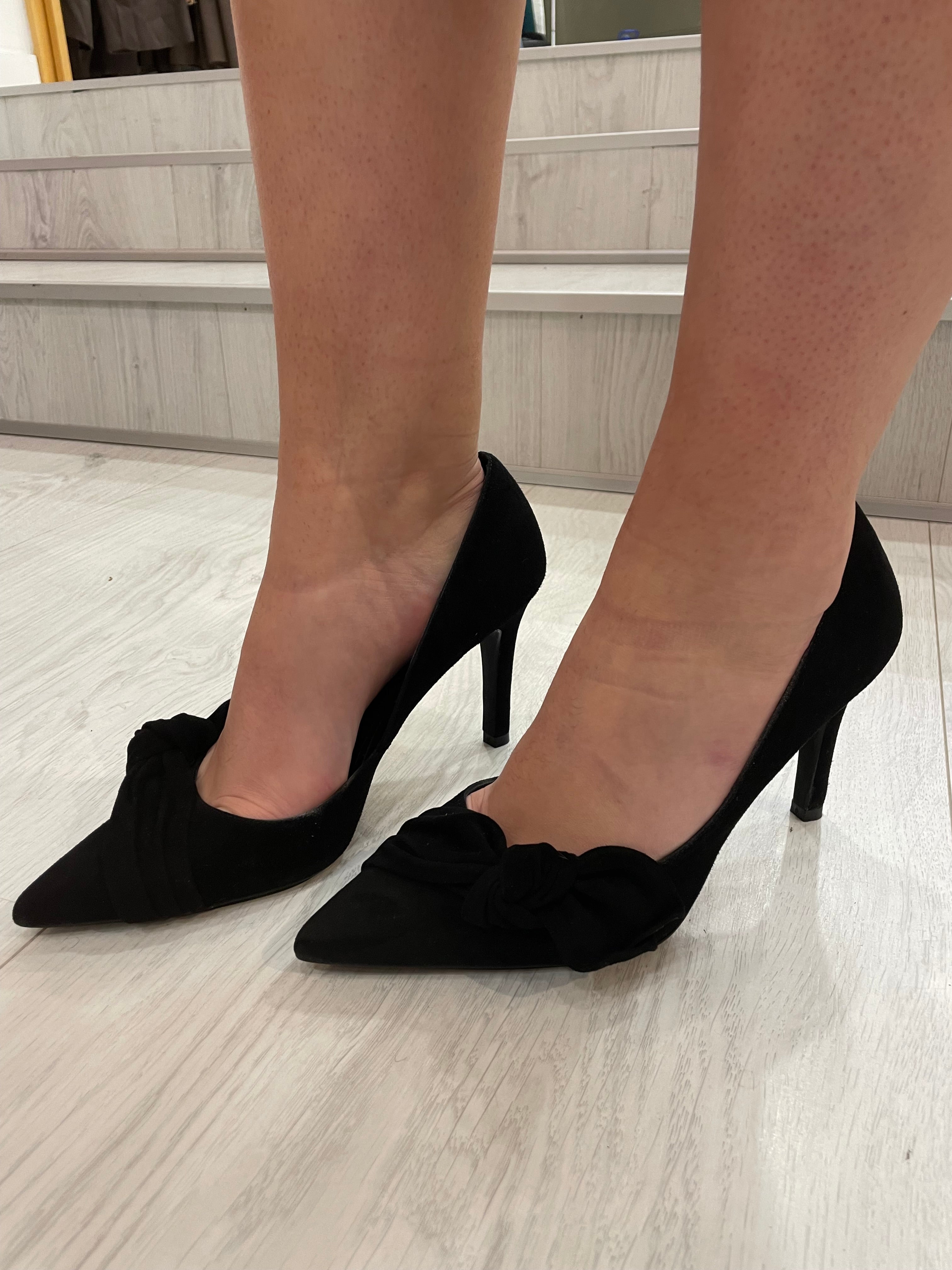 Lodi Black Suede Bow Heel