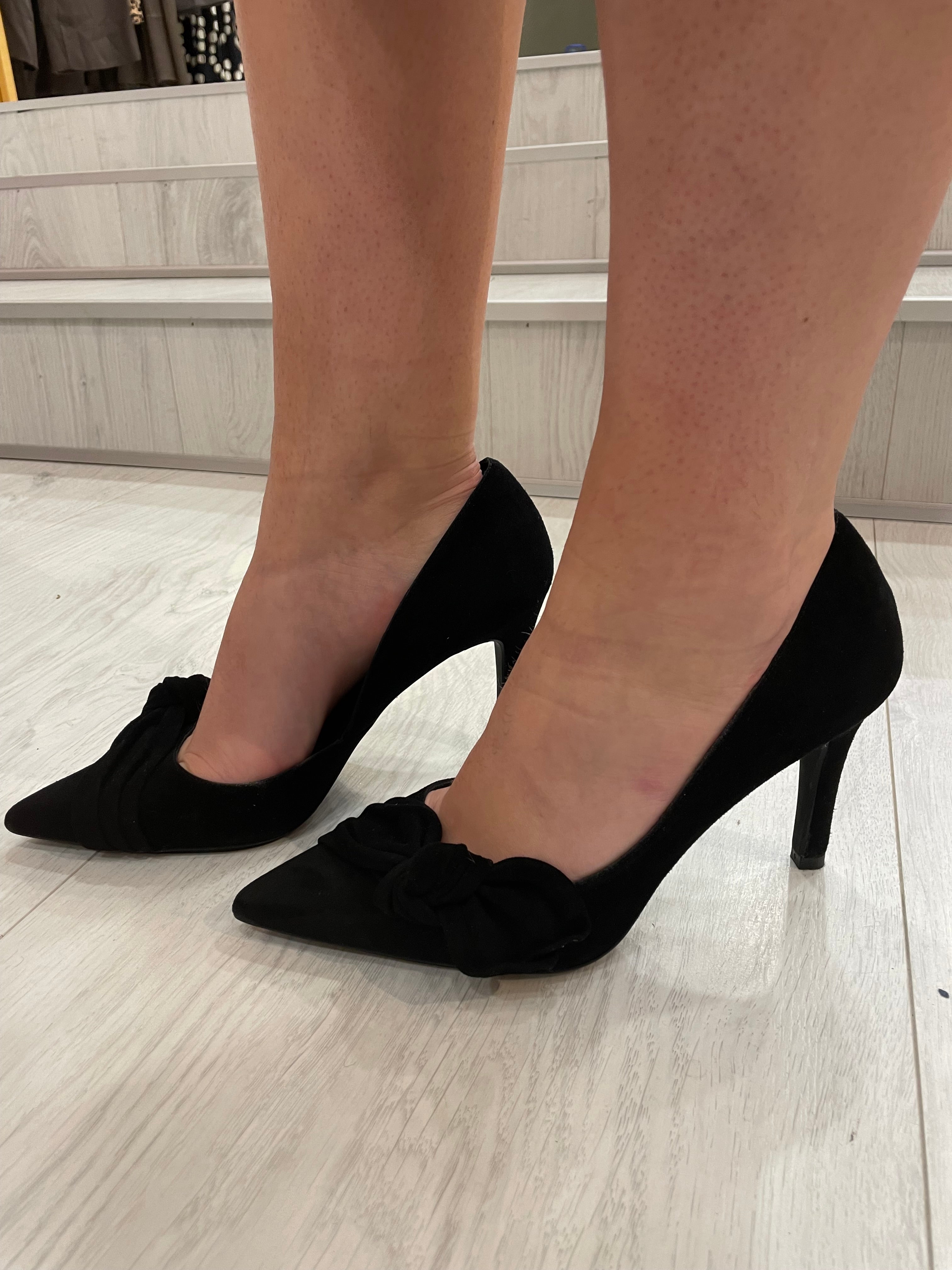 Lodi Black Suede Bow Heel