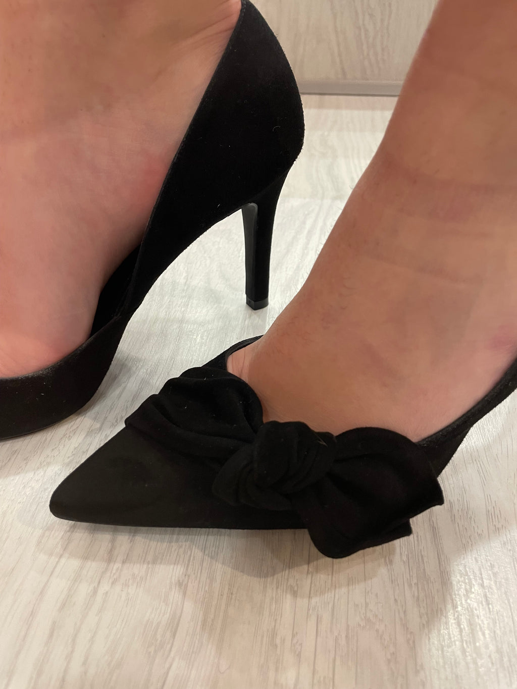 Lodi Black Suede Bow Heel