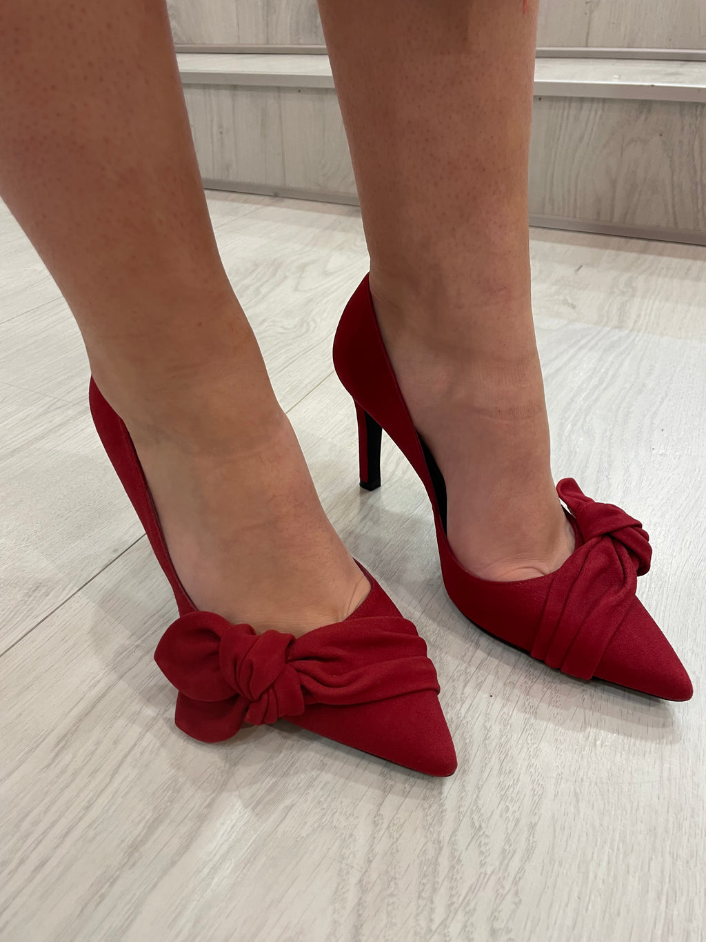 Lodi Suede Red Bow Heel