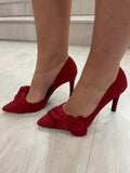 Lodi Suede Red Bow Heel