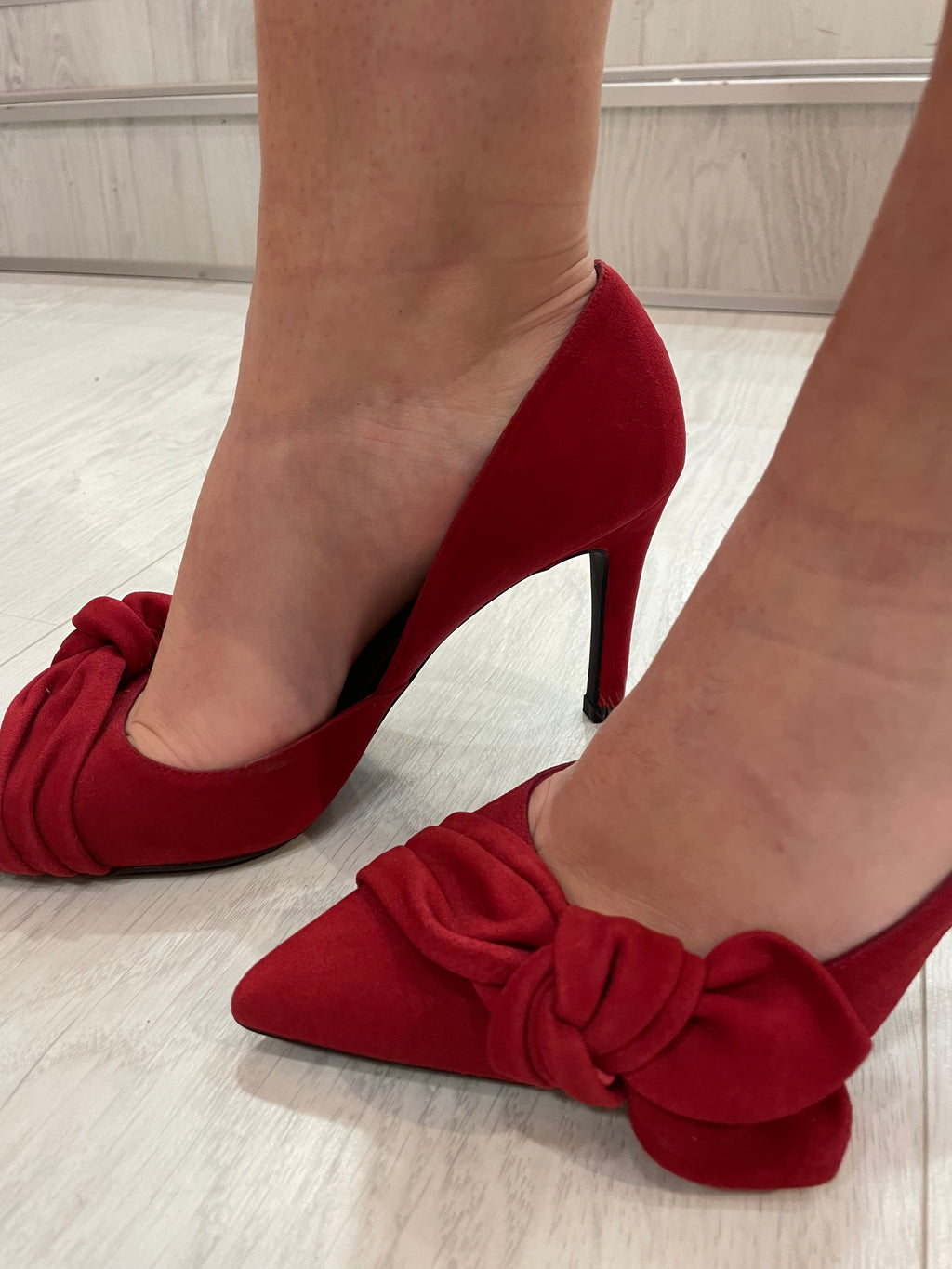 Lodi Suede Red Bow Heel