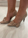 Lodi Nude Leather Bow Heel