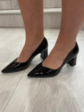 Lodi Black Patent Block Heel