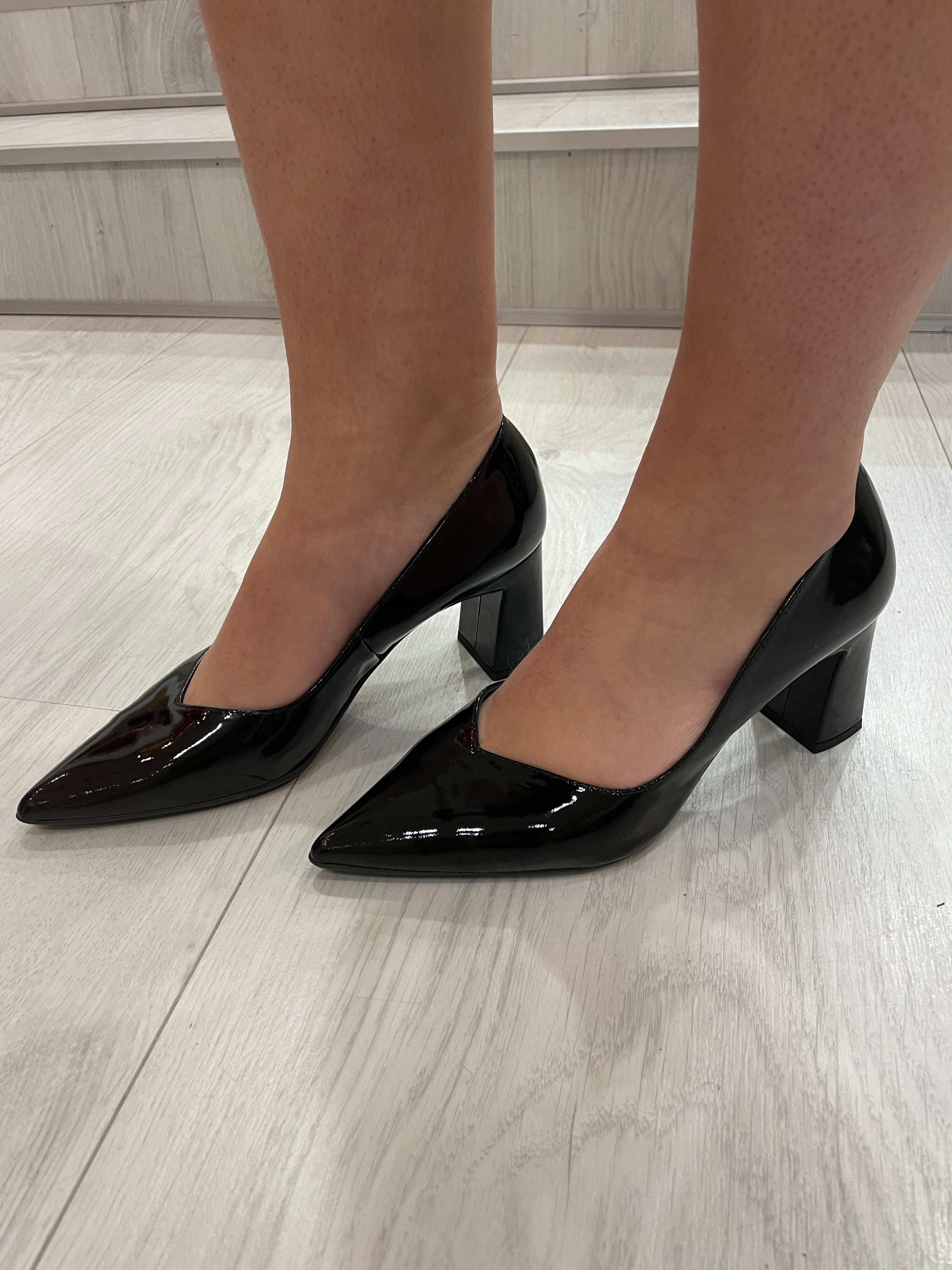 Lodi Black Patent Block Heel