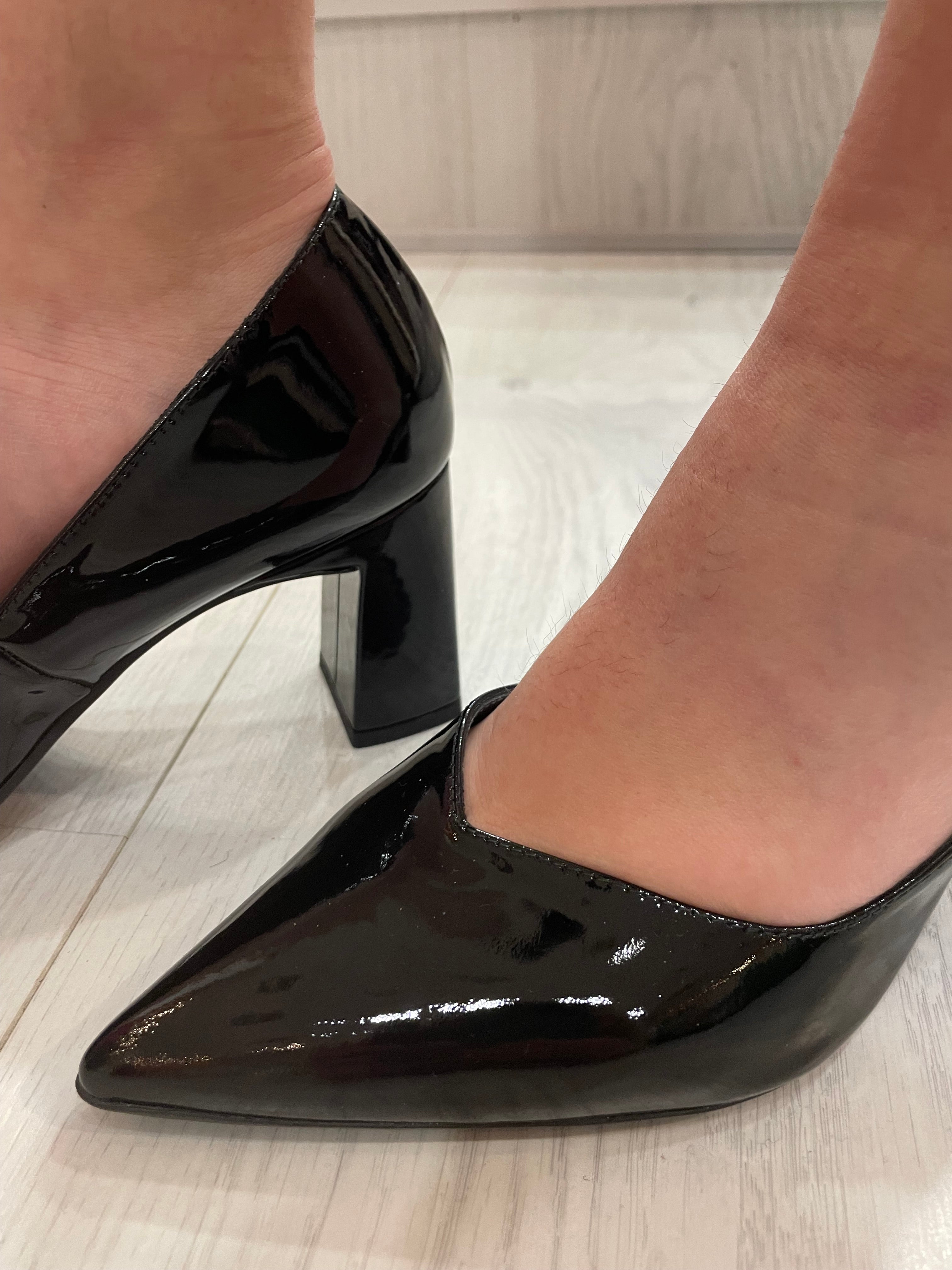 Lodi Black Patent Block Heel