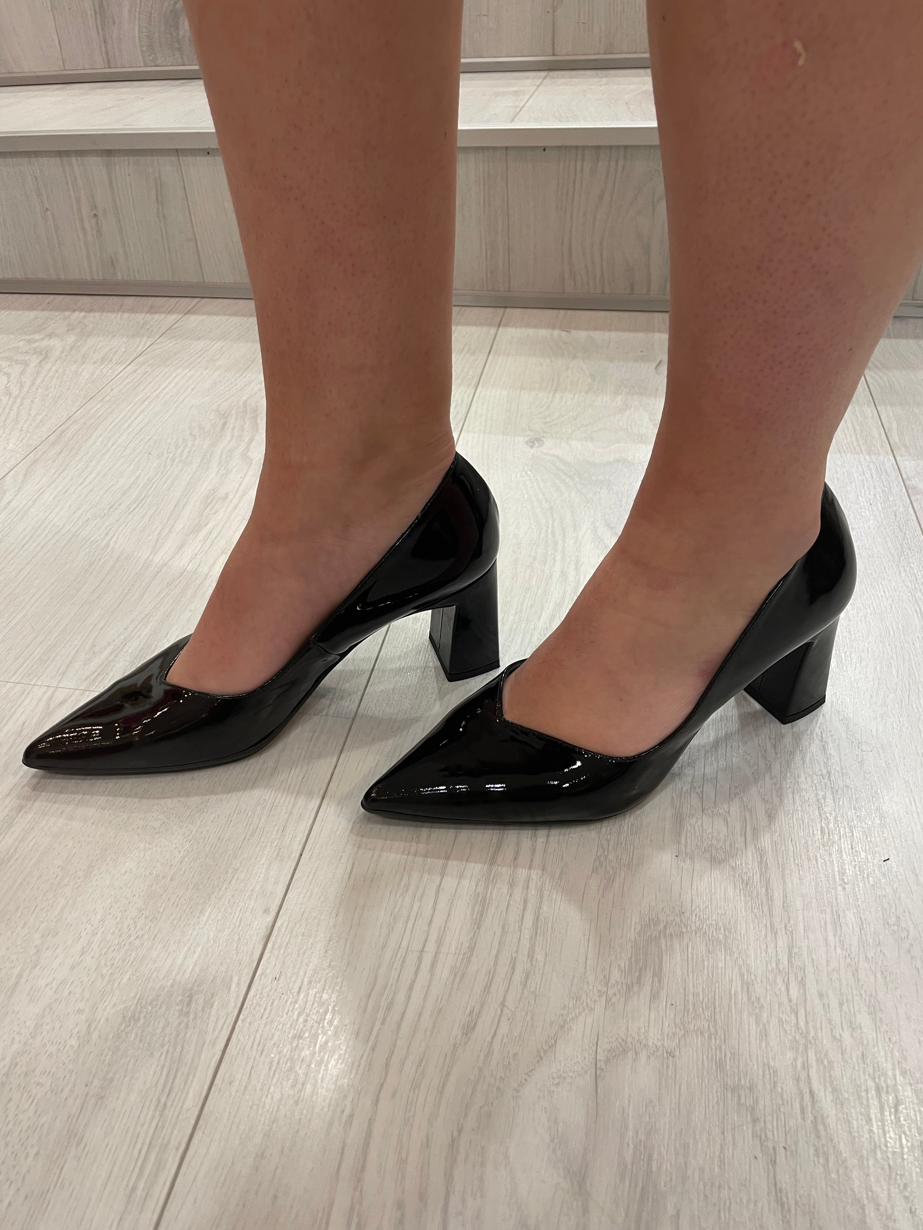 Lodi Black Patent Block Heel